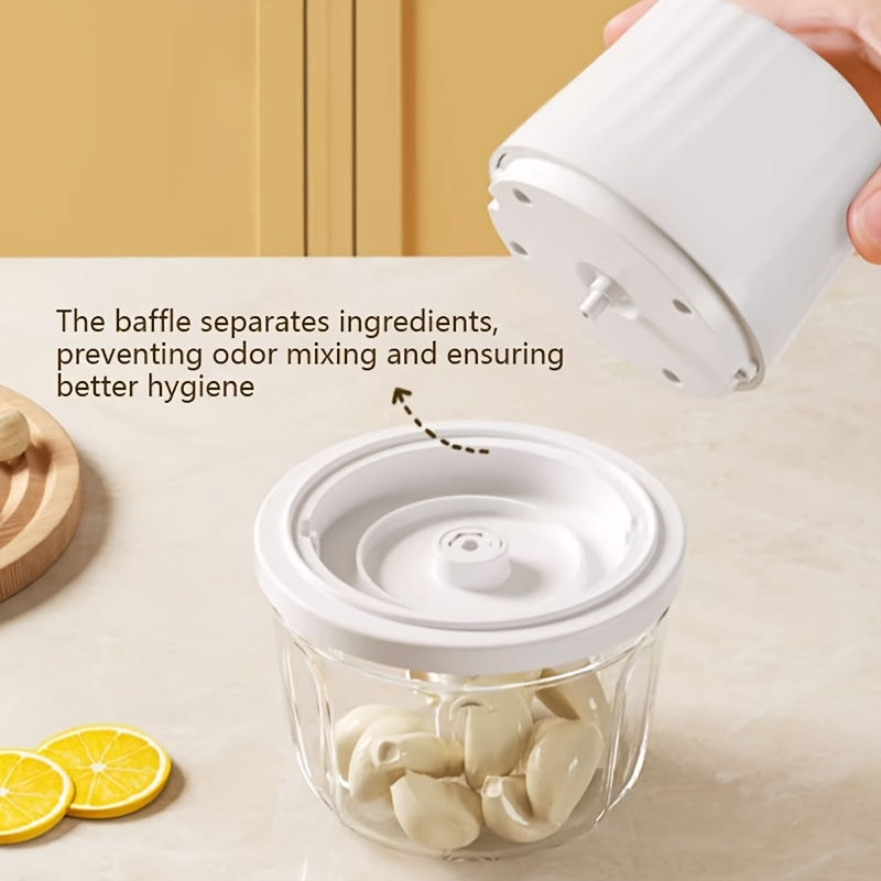 Electric Rechargeable Portable Cordless 400ml Mini Food Processor - Versatile Garlic/Veggie/Onion Chopper, Blender with Stainless Steel Blade for Nuts, Chili, Minced Meat, Spices & More
