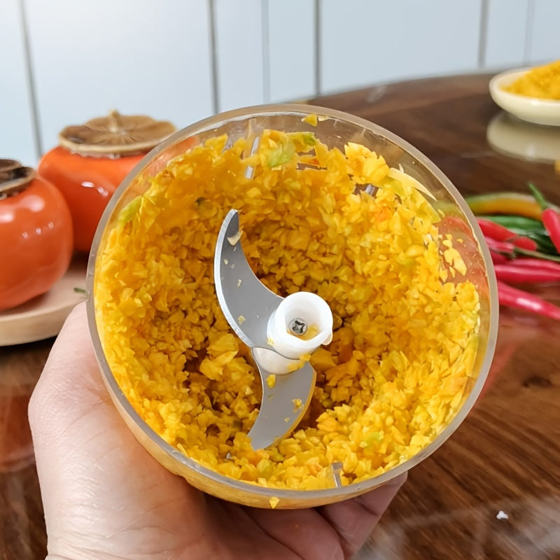 Electric Garlic Chopper, Mini Portable Veggie Chopper, 13.53oz Garlic Grinder Masher Onion Chopper, Blender to Vegetable, Wireless Food Processor for Ginger, Chili, Fruit, Meat, Home Cooking, Meal Prep Tool, Portable Appliance, Compact Design, Highspeed