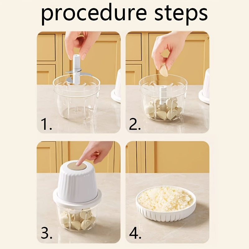 6-Blade USB Rechargeable Electric Garlic Mincer 400ml 14oz Large Capacity Mini Food Processor/Wireless Portable Vegetable Chopper, Food Grinder for Garlic/Ginger/Onion/Pepper/Nuts/Infant Food— Chef Friend Gift Choice/Kitchen Enthusiast Favorite