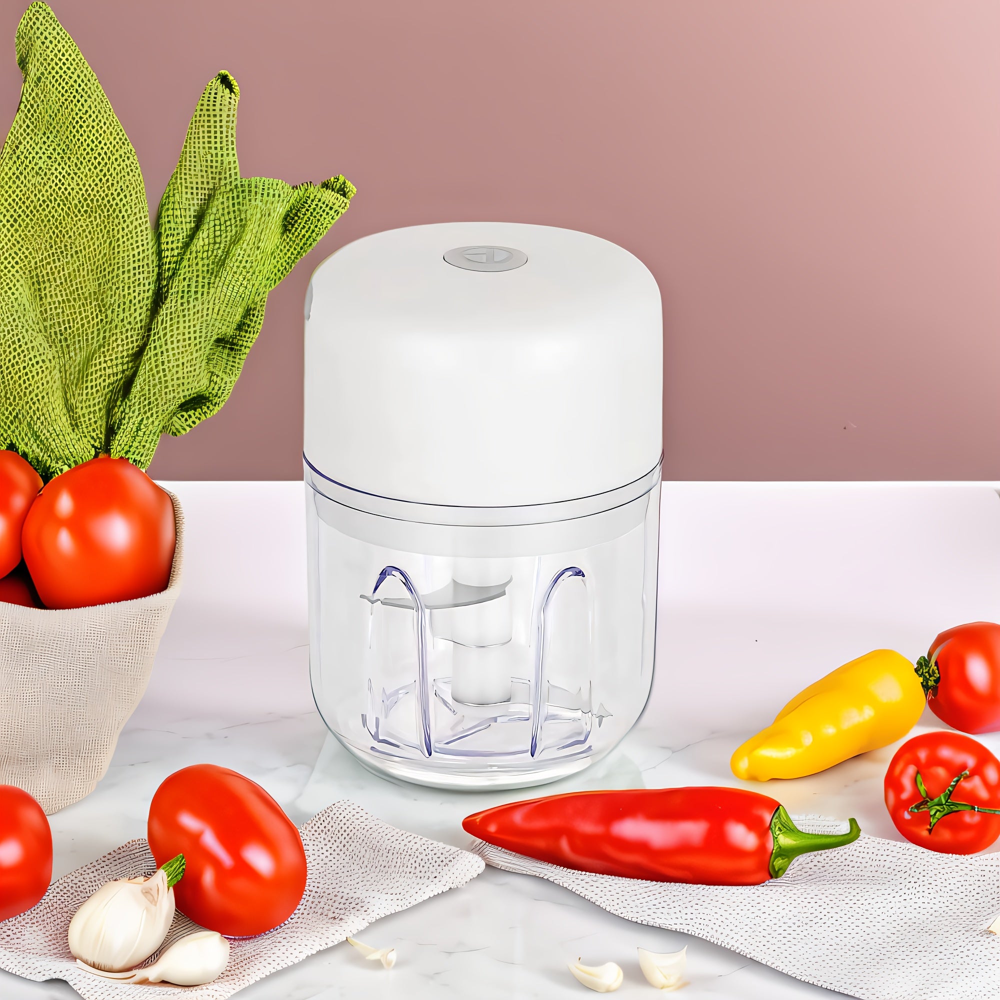 Efficient USB Rechargeable Mini Chopper: 3.38oz/8.45oz Versatile Garlic& Meat Grinder, Fast 1000 RPM Motor- Perfect Kitchen Companion