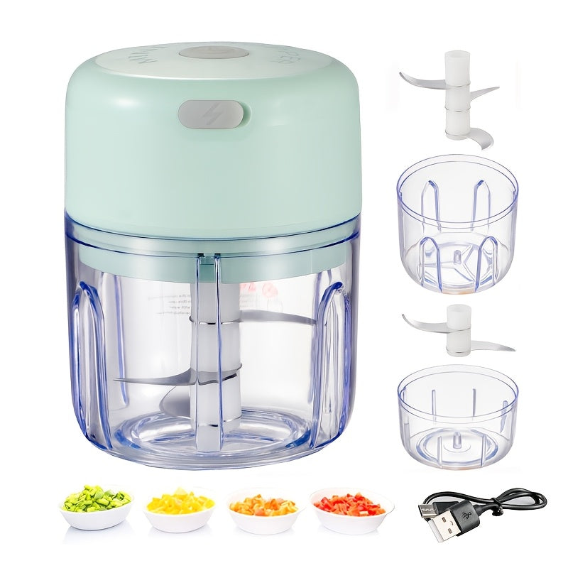 Efficient USB Rechargeable Mini Chopper: 3.38oz/8.45oz Versatile Garlic& Meat Grinder, Fast 1000 RPM Motor- Perfect Kitchen Companion