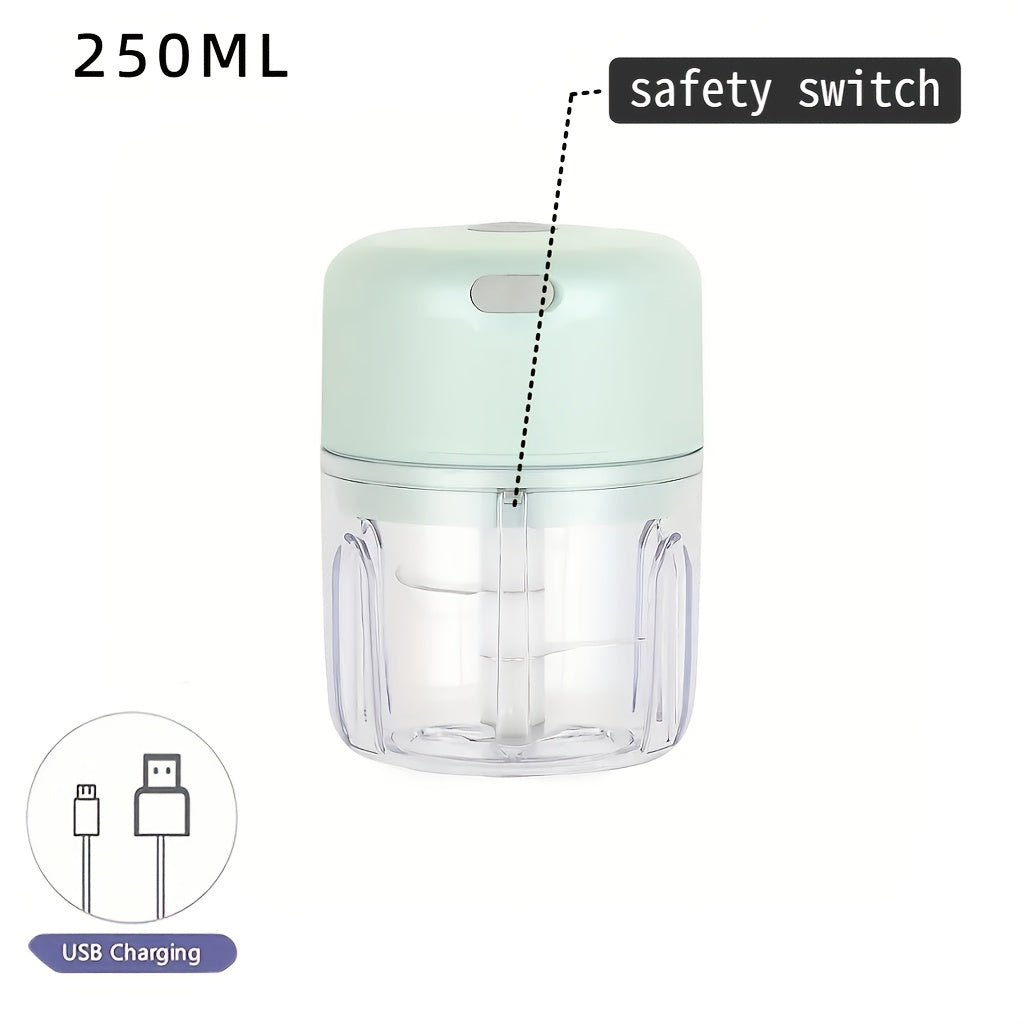 Electric Mini Garlic Chopper, portable rechargeable food processor with USB, stainless steel blades, garlic blender for garlic, onion, meat, chili, compact kitchen tool(Green), Garlic Mincer, Meal Prep Tool, Food Preparation, Portable Chopper, Handheld