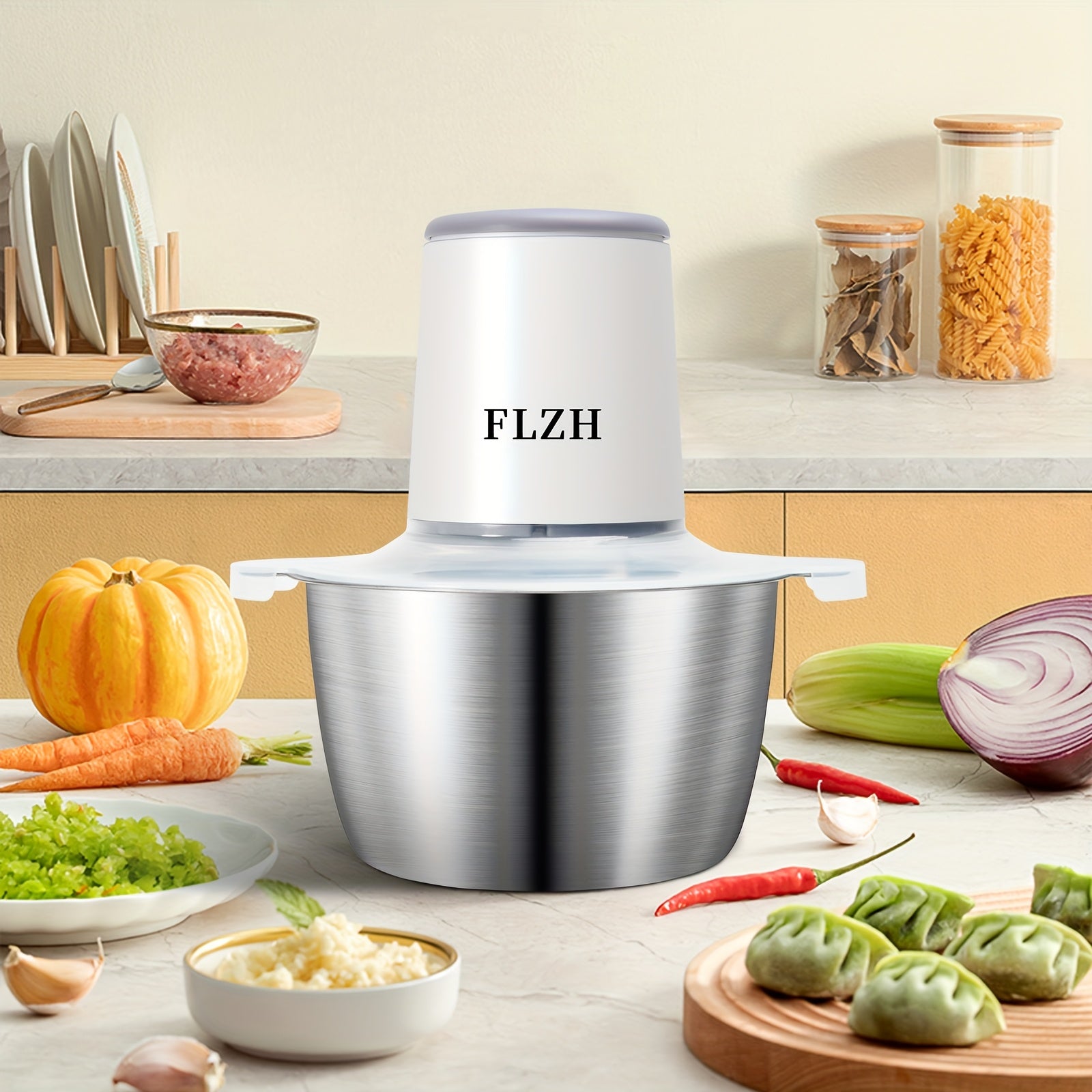 Food Chopper, Food Processor Mini Electric, 2L 148W, Stainless Steel Mincer for Kitchen, Vegetable, Onion, Garlic, Salad, Baby Food, Fruit, Nut