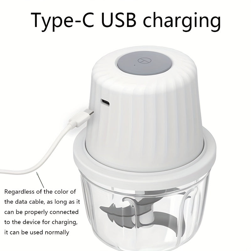 Electric Rechargeable Portable Cordless 400ml Mini Food Processor - Versatile Garlic/Veggie/Onion Chopper, Blender with Stainless Steel Blade for Nuts, Chili, Minced Meat, Spices & More