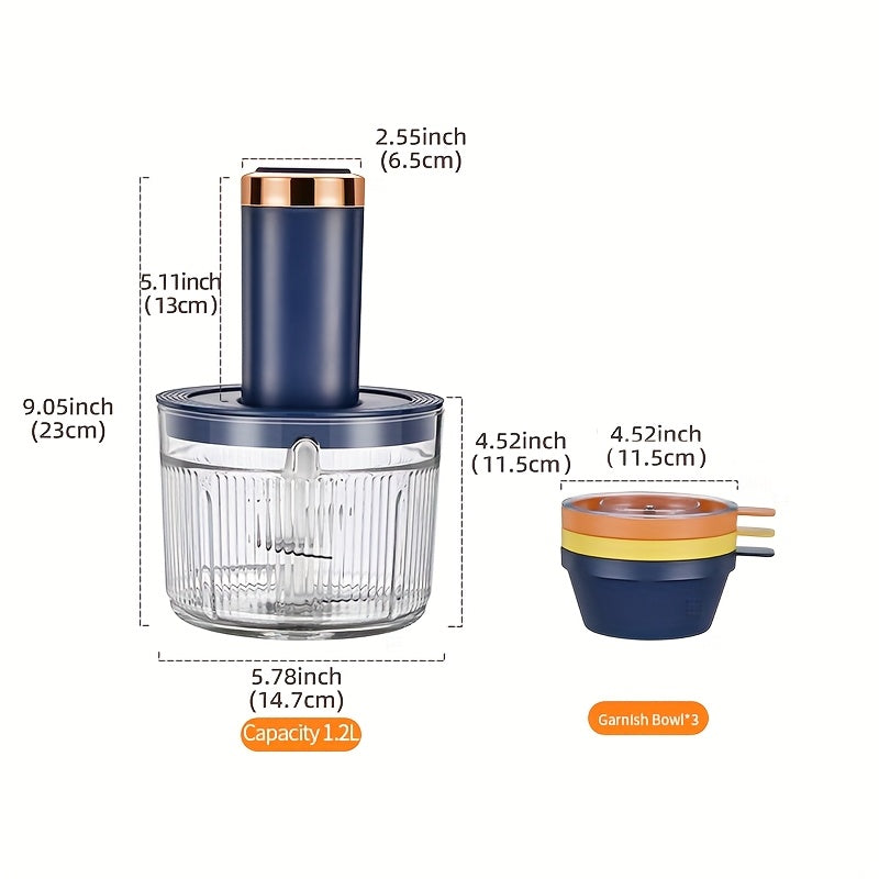 Plug-In Model with a 40.58oz Glass Meat Grinder Bowl And Three 8.45oz Seasoning Small Bowls. Household Preparation Seasoning Machine, Multifunctional Electric Grinder, Baby Food Grinder, Minced Meat Grinder, Food Chopper, Electric Vegetable Chopper,