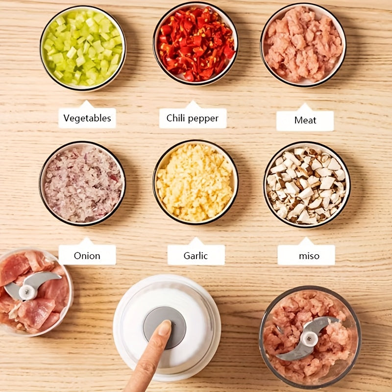Electric Rechargeable Portable Cordless 400ml Mini Food Processor - Versatile Garlic/Veggie/Onion Chopper, Blender with Stainless Steel Blade for Nuts, Chili, Minced Meat, Spices & More