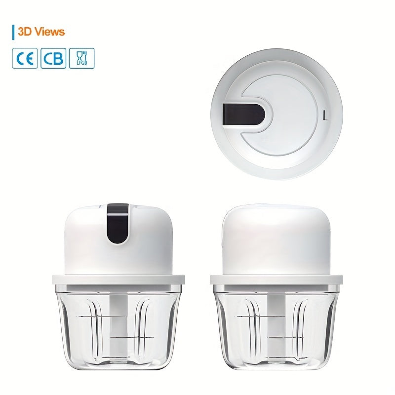 350ML USB Wireless Multi-function Food Electric Garlic Chopper Mini Small Garlic Masher Mincer Crusher for Pepper Chili Nuts Meat Grinder Food Processor /Electric Mincer Vegetable Chili Meat Grinder Food Crusher