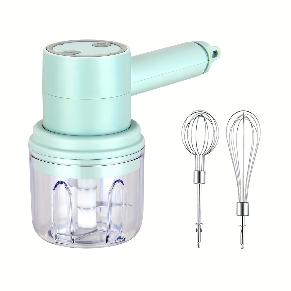 Cordless Electric Garlic Chopper And Egg Whisk, a 2-In-1 Hand Mixer That Is USB Rechargeable. This Set Features a 3-Speed Adjustable Egg Beater And Garlic Mincer, Ideal for Baking, Making Cakes, Cookies, Butter Tarts, And Chopping Onions, Vegetables,