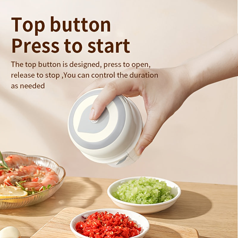 Electric Garlic Masher & Beater - USB Rechargeable Automatic Garlic Grinder with SUS Blades, Compact Design for Home Kitchen Use, Durable Plastic Construction, Garlic Crusher, Kitchen Gadget, Modern Kitchenware, Efficient Blending Technology