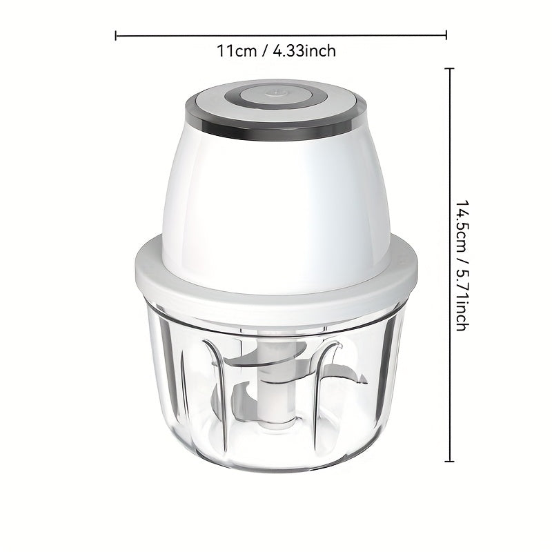 1pc Electric Garlic Chopper, 3-blade Garlic Grinder, Mini Vegetable Chopper, USB Portable Vegetable Chopper, Garlic Mincer, Home Small Automatic Meat Grinder To Pull Garlic And Pound Garlic, Suitable For Families.