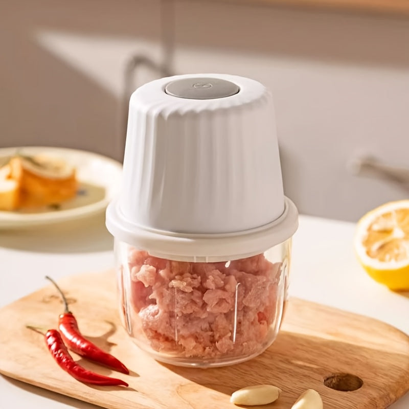 Electric Rechargeable Portable Cordless 400ml Mini Food Processor - Versatile Garlic/Veggie/Onion Chopper, Blender with Stainless Steel Blade for Nuts, Chili, Minced Meat, Spices & More