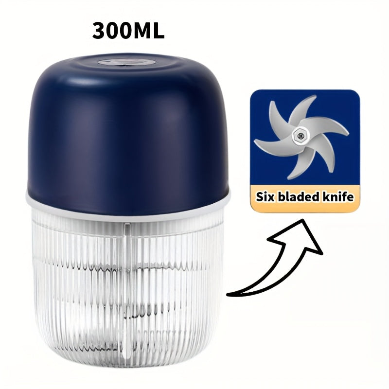 2 Sets Electric Garlic Crusher & Food Shredder - USB-Powered Electric Vegetable Chopper with 6 Blades, Portable Garlic Press, Onion, Chili, Meat Miner - Compact Kitchen appliance for Home, Restaurant, Camping - Easy-Clean Design & Long-Lasting Battery -