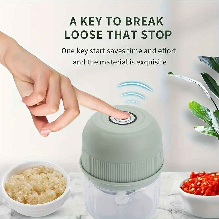 250ml Electric Mini Garlic Chopper USB Meat Grinder Garlic Crusher Sturdy Ginger And Vegetable Crusher With Safety Switch, Thickened, Chopper