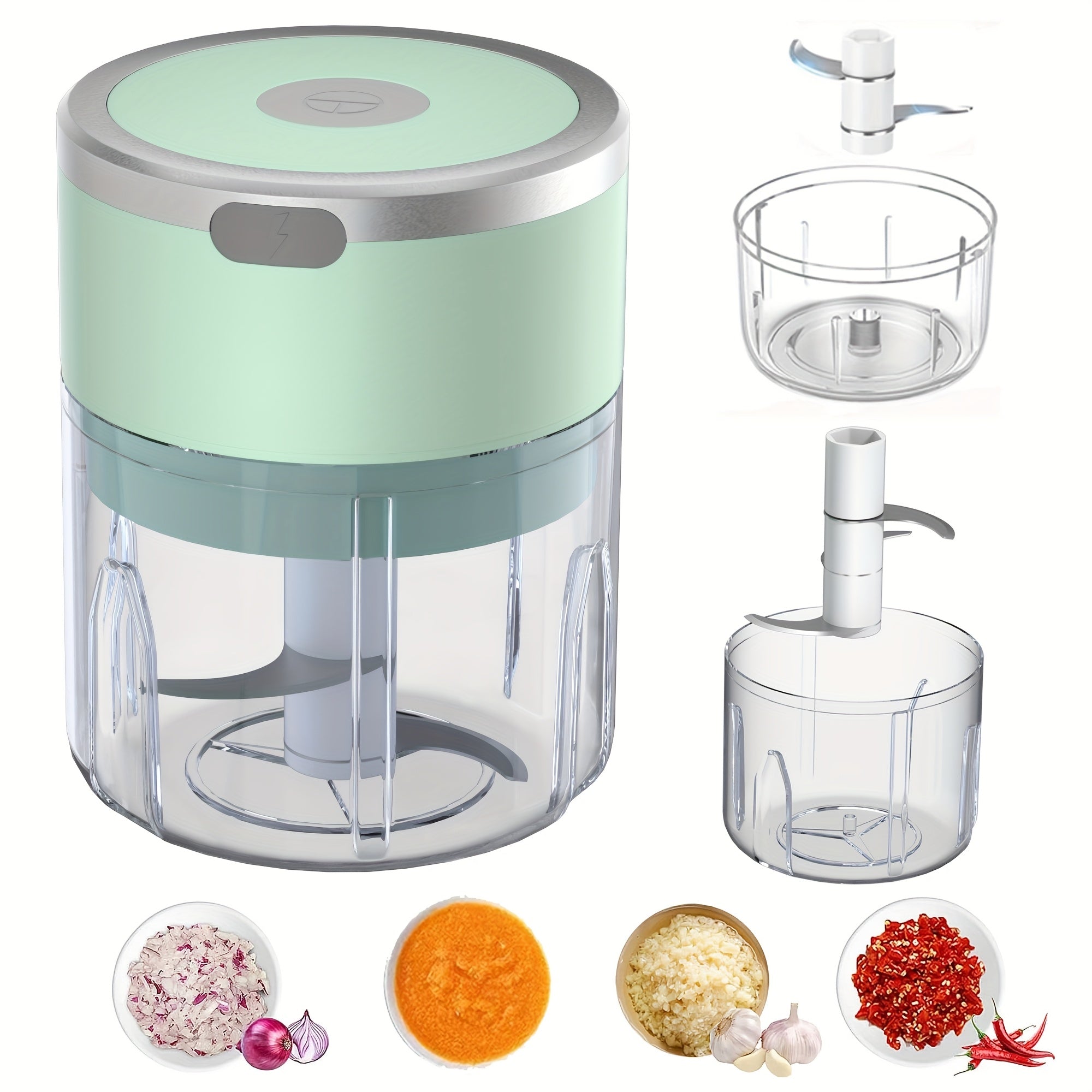 [8.45oz Electric Garlic Masher] 8.45oz Automatic Electric Garlic Masher & Meat Grinder | Multifunctional Kitchen Food Processor with Rechargeable Battery, Portable for Meat Grinding, Stuffing, and More | Modern Kitchen Gadget, Durable Plastic Body, Garlic