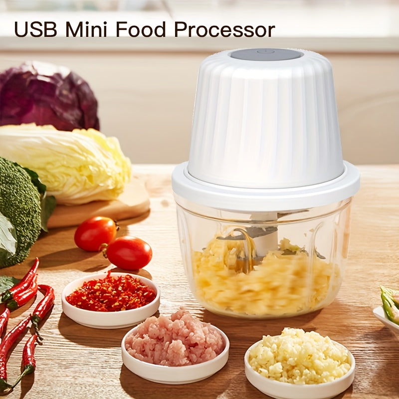 6-Blade USB Rechargeable Electric Garlic Mincer 400ml 14oz Large Capacity Mini Food Processor/Wireless Portable Vegetable Chopper, Food Grinder for Garlic/Ginger/Onion/Pepper/Nuts/Infant Food— Chef Friend Gift Choice/Kitchen Enthusiast Favorite