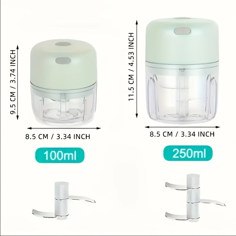 Electric Mini Garlic Chopper, portable rechargeable food processor with USB, stainless steel blades, garlic blender for garlic, onion, meat, chili, compact kitchen tool(Green), Garlic Mincer, Meal Prep Tool, Food Preparation, Portable Chopper, Handheld