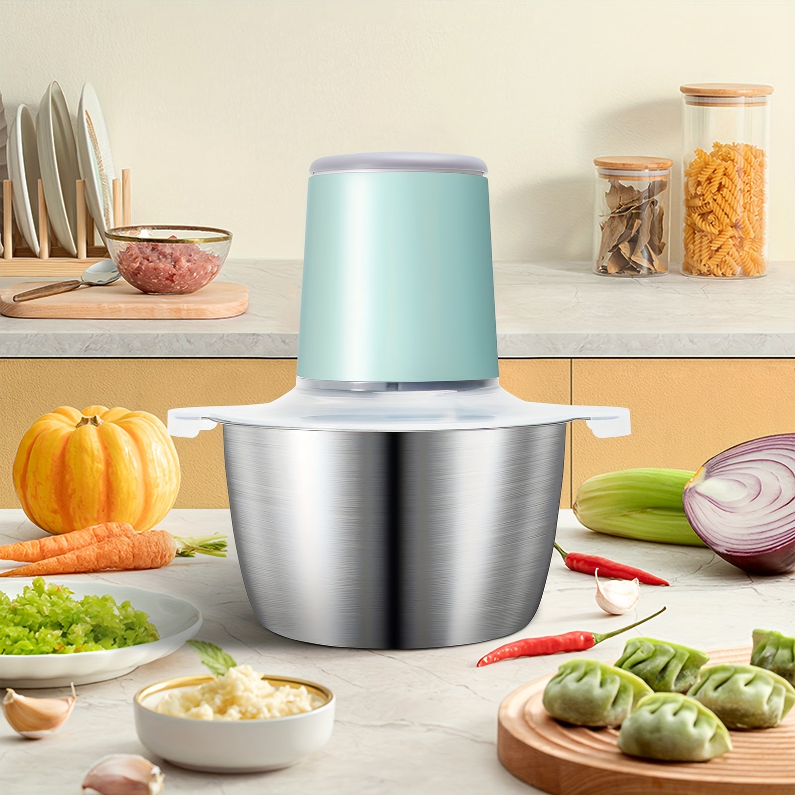 Food Chopper, Food Processor Mini Electric, 2L 148W, Stainless Steel Mincer for Kitchen, Vegetable, Onion, Garlic, Salad, Baby Food, Fruit, Nut