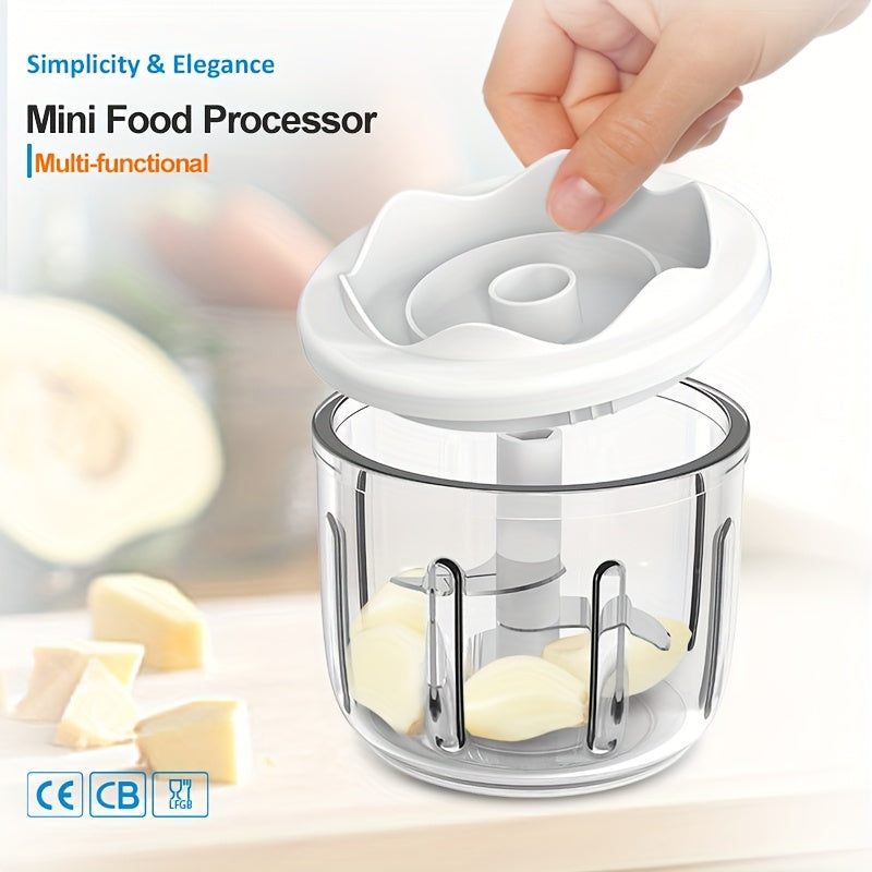 11.83oz USB Rechargeable Wireless Electric Food Processor - 6-Blade High-Cutting Power for Garlic/Onion/Chili/Nuts Meat/Family Meal, Food Grinder/Portable Food Processor, Essential Kitchen Gadget Christmas/Thanksgiving/Father'S Day Gift Choice Chef