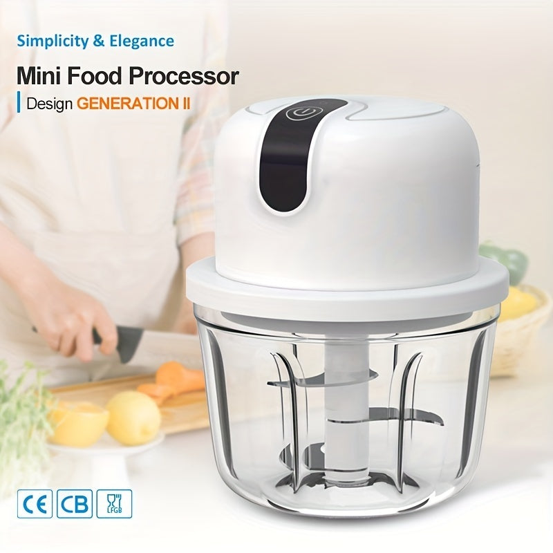 11.83oz USB Rechargeable Wireless Electric Food Processor - 6-Blade High-Cutting Power for Garlic/Onion/Chili/Nuts Meat/Family Meal, Food Grinder/Portable Food Processor, Essential Kitchen Gadget Christmas/Thanksgiving/Father'S Day Gift Choice Chef