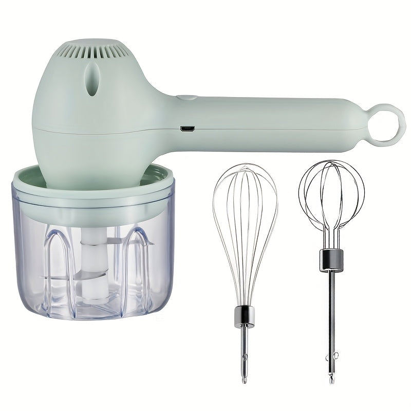 1pc, Automatic Cake Mixer, USB Rechargeable Handheld Egg Whisk for Whipping, Mixing, And Beating Cream, Electric Garlic Slicer, Food Processor for Meat, Chili, Onion, And Celery.