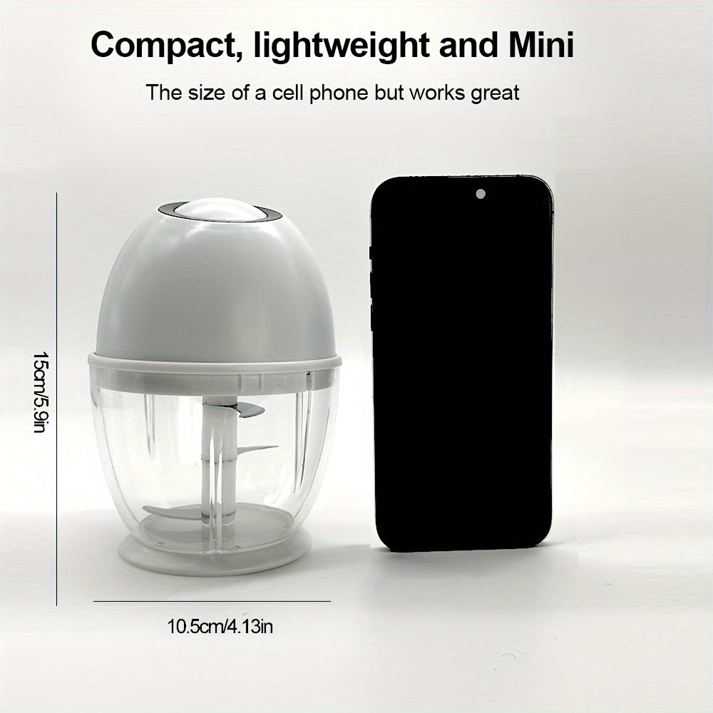 [Rechargeable Food Processor] 400Ml Rechargeable Electric Food Processor, Portable Meat Grinder & Vegetable Chopper | USB Rechargeable, Suitable for Vegetables, Ginger, Fruits, Purees, Etc., in White