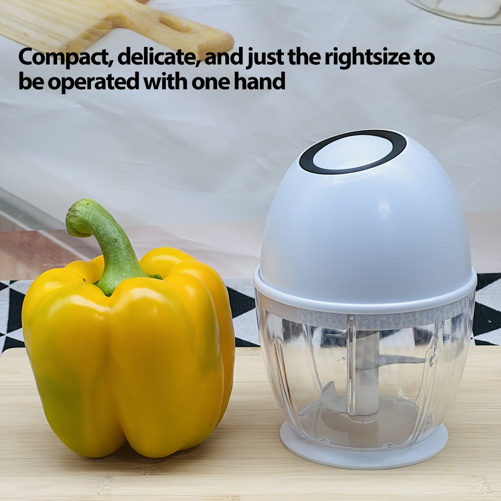 [Rechargeable Food Processor] 400Ml Rechargeable Electric Food Processor, Portable Meat Grinder & Vegetable Chopper | USB Rechargeable, Suitable for Vegetables, Ginger, Fruits, Purees, Etc., in White