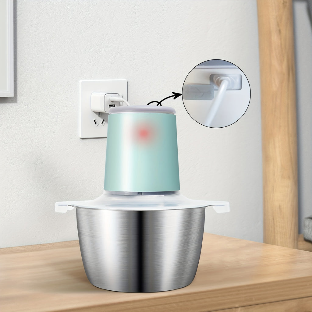 Food Chopper, Food Processor Mini Electric, 2L 148W, Stainless Steel Mincer for Kitchen, Vegetable, Onion, Garlic, Salad, Baby Food, Fruit, Nut