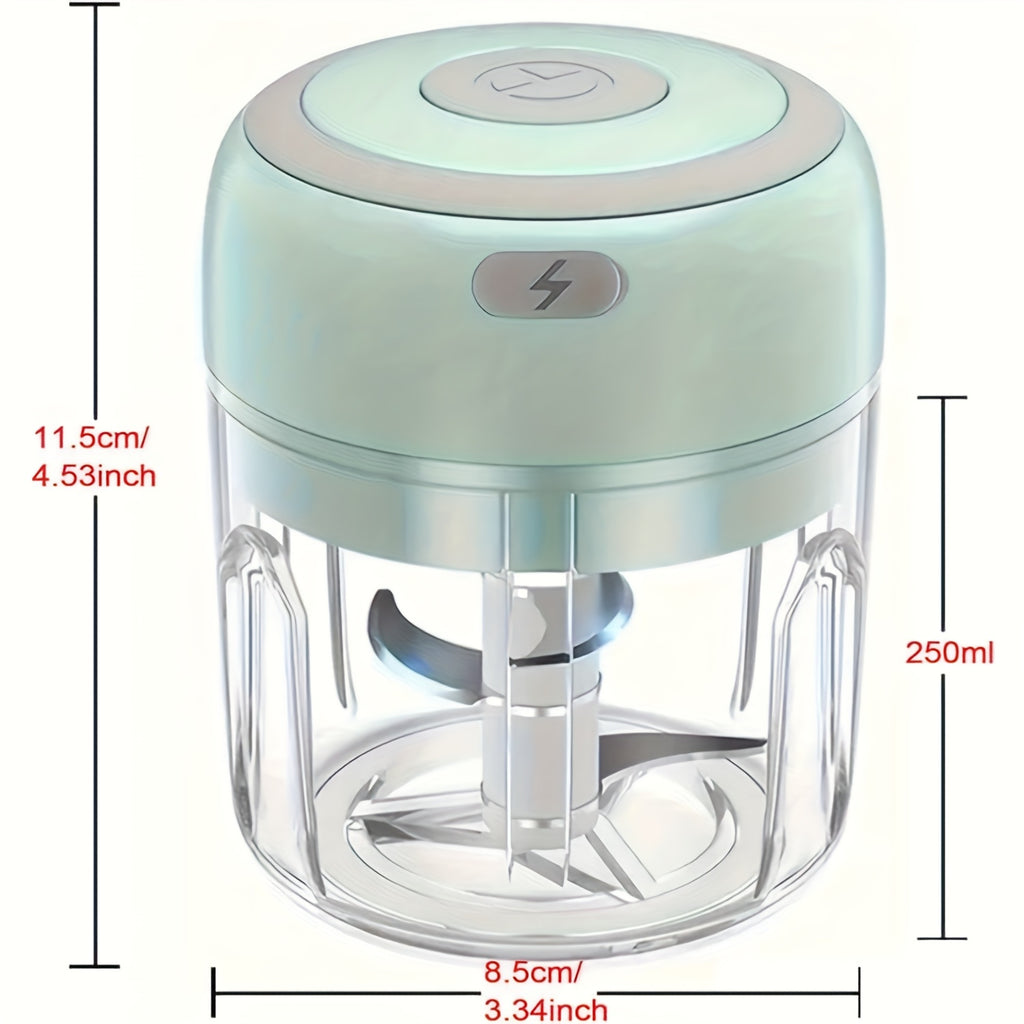 Electric Garlic Chopper with USB-Powered Operation, Compact Food Processor for Garlic, Ginger, Meat, Vegetables, Fruits - One-Touch Chopping, Easy-Clean Design, Portable Kitchen Appliance for Home & Professional Kitchens - Ideal for Meal Prep, Cooking,