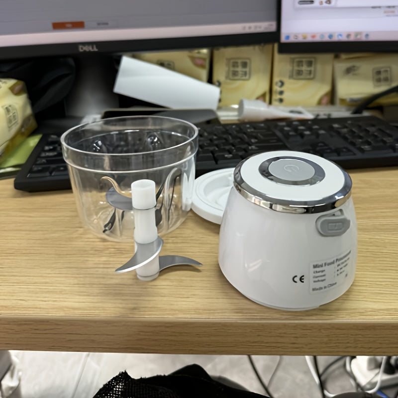 Electric Garlic Chopper, Mini Portable Vegetable Chopper, Garlic Grinder, Onion Chopper, Blender to Vegetables, Wireless Food Processor for Ginger, Chili, Fruit, Meat, Etc.