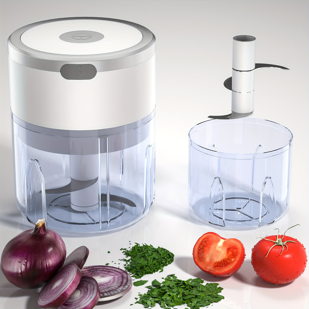 [8.45oz Electric Garlic Masher] 8.45oz Automatic Electric Garlic Masher & Meat Grinder | Multifunctional Kitchen Food Processor with Rechargeable Battery, Portable for Meat Grinding, Stuffing, and More | Modern Kitchen Gadget, Durable Plastic Body, Garlic