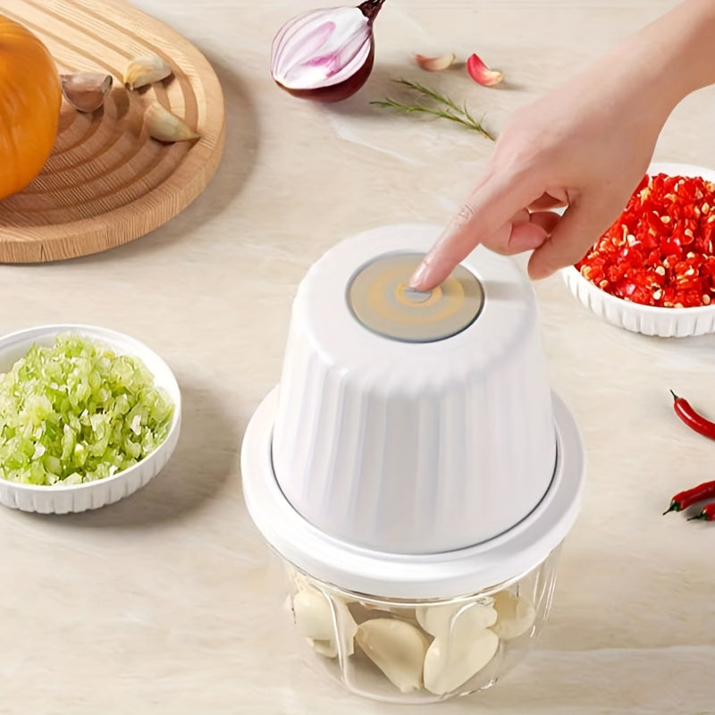 Electric Rechargeable Portable Cordless 400ml Mini Food Processor - Versatile Garlic/Veggie/Onion Chopper, Blender with Stainless Steel Blade for Nuts, Chili, Minced Meat, Spices & More