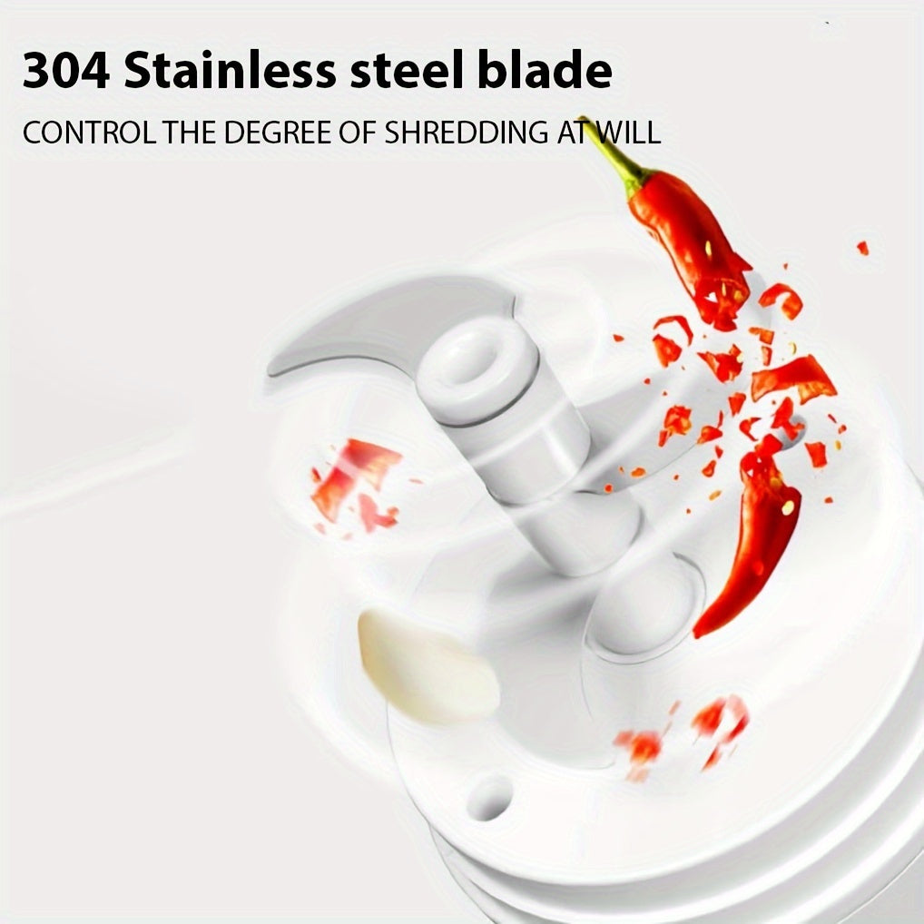 [Rechargeable Food Processor] 400Ml Rechargeable Electric Food Processor, Portable Meat Grinder & Vegetable Chopper | USB Rechargeable, Suitable for Vegetables, Ginger, Fruits, Purees, Etc., in White