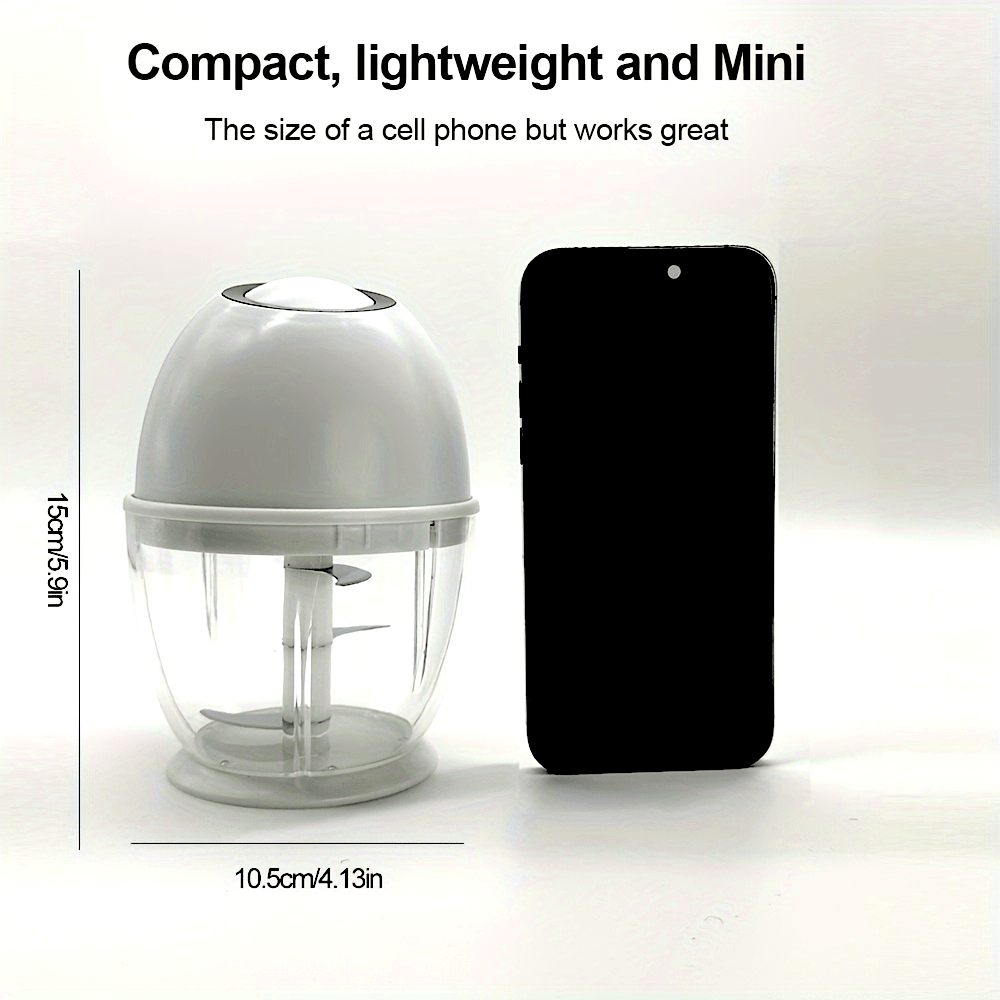 [Rechargeable Food Processor] 400Ml Rechargeable Electric Food Processor, Portable Meat Grinder & Vegetable Chopper | USB Rechargeable, Suitable for Vegetables, Ginger, Fruits, Purees, Etc., in White