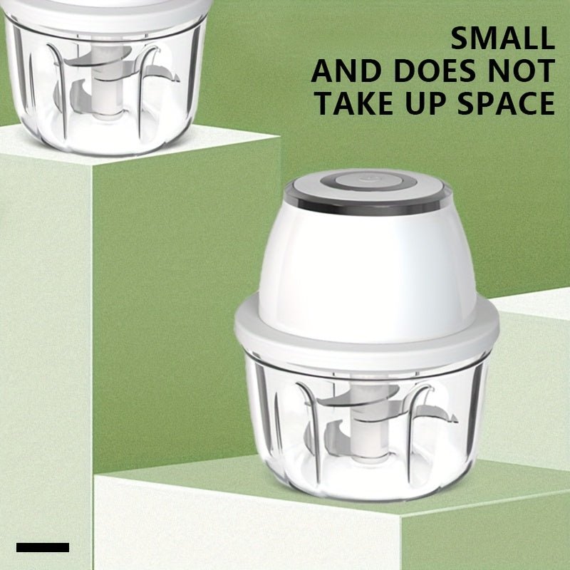 1pc Electric Garlic Chopper, 3-blade Garlic Grinder, Mini Vegetable Chopper, USB Portable Vegetable Chopper, Garlic Mincer, Home Small Automatic Meat Grinder To Pull Garlic And Pound Garlic, Suitable For Families.