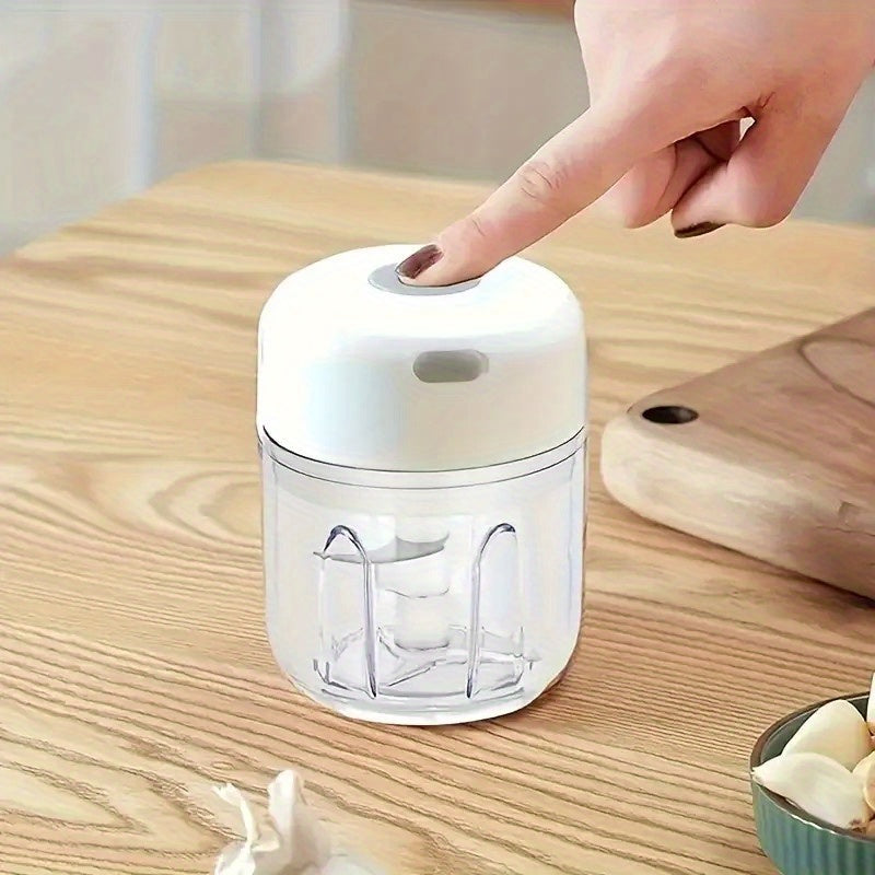 1pc Portable Mini Food Processor, Electric Garlic Chopper with Stainless Steel Blades, USB Rechargeable 1200RPM Wireless Kitchen Mixer, Speed Control, Easy to Clean, 8.45oz Capacity, Lithium Battery, Ideal Gift for 10 Important Holidays (Christmas,