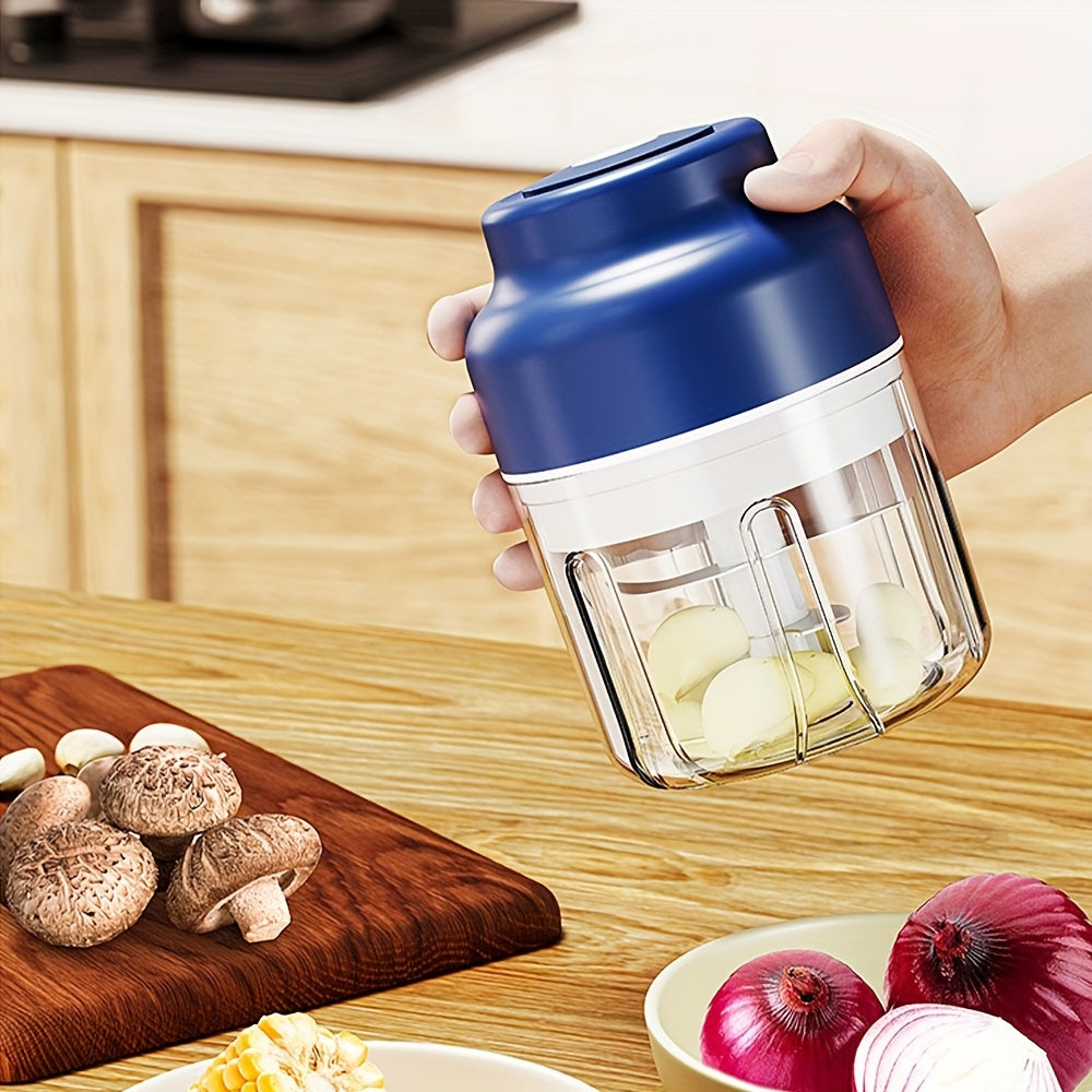 SENBOWE 320ml Six-Leaf Electric Garlic Mincing Device, Wireless Mini Garlic Press, Automatic Stirring Garlic Peeler, Kitchen Garlic Puller And Supplementary Food Machine