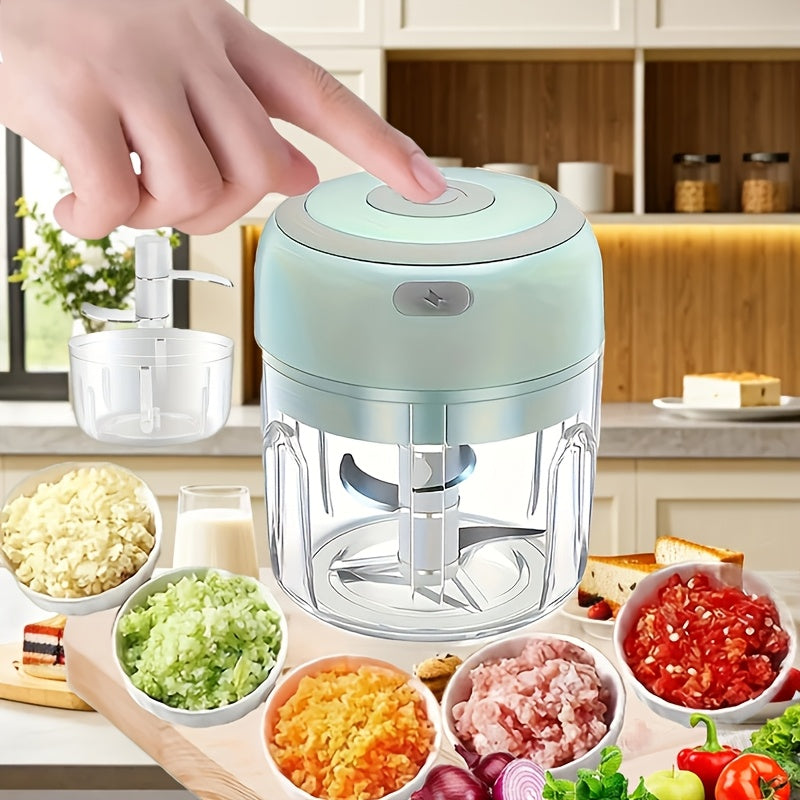 Electric garlic crusher, multi-functional vegetable processor, USB wireless garlic processor, portable food processor, suitable for garlic, ginger, chili, vegetables [three colors available], Garlic Grinder, Garlic Press, Vegetable Chopper, Food
