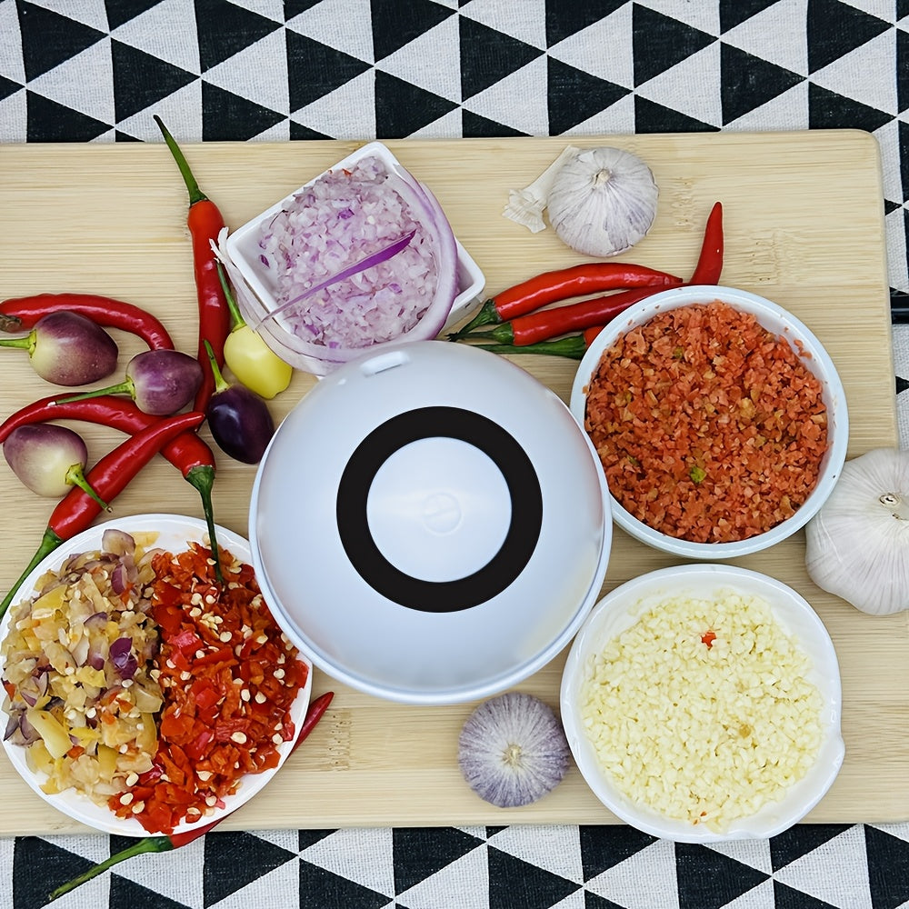 [Rechargeable Food Processor] 400Ml Rechargeable Electric Food Processor, Portable Meat Grinder & Vegetable Chopper | USB Rechargeable, Suitable for Vegetables, Ginger, Fruits, Purees, Etc., in White