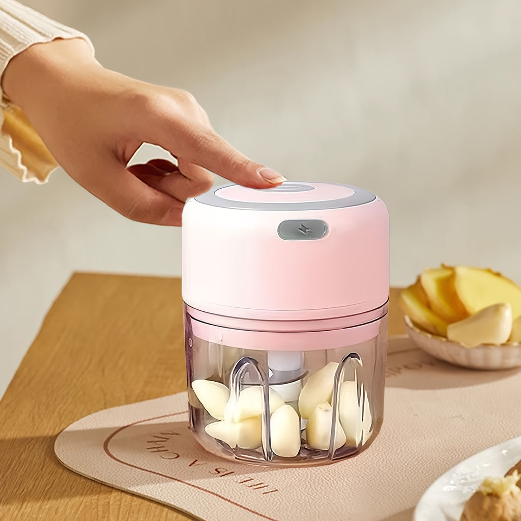 Electric garlic crusher, multi-functional vegetable processor, USB wireless garlic processor, portable food processor, suitable for garlic, ginger, chili, vegetables [three colors available], Garlic Grinder, Garlic Press, Vegetable Chopper, Food