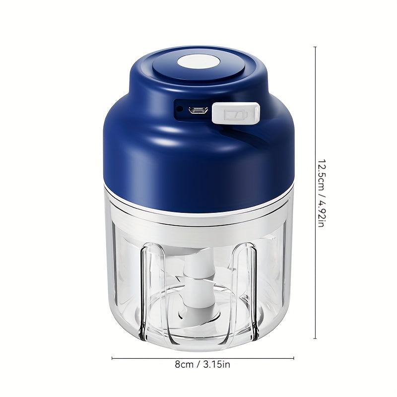 [6-Blade Electric Garlic Maker] 6-Blade Stainless Steel Portable USB Rechargeable Electric Garlic Maker | 320ml Large Capacity Auto-Mixing Chopper for Garlic, Meat, Veggies, Peppers, Ginger | Compact Kitchen Appliance, Home Cooking, Stylish Gadget,