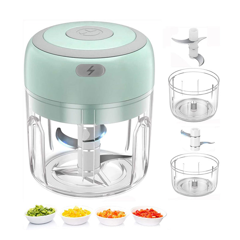Electric Mini Garlic Chopper, portable rechargeable food processor with USB, stainless steel blades, garlic blender for garlic, onion, meat, chili, compact kitchen tool(Green), Garlic Mincer, Meal Prep Tool, Food Preparation, Portable Chopper, Handheld
