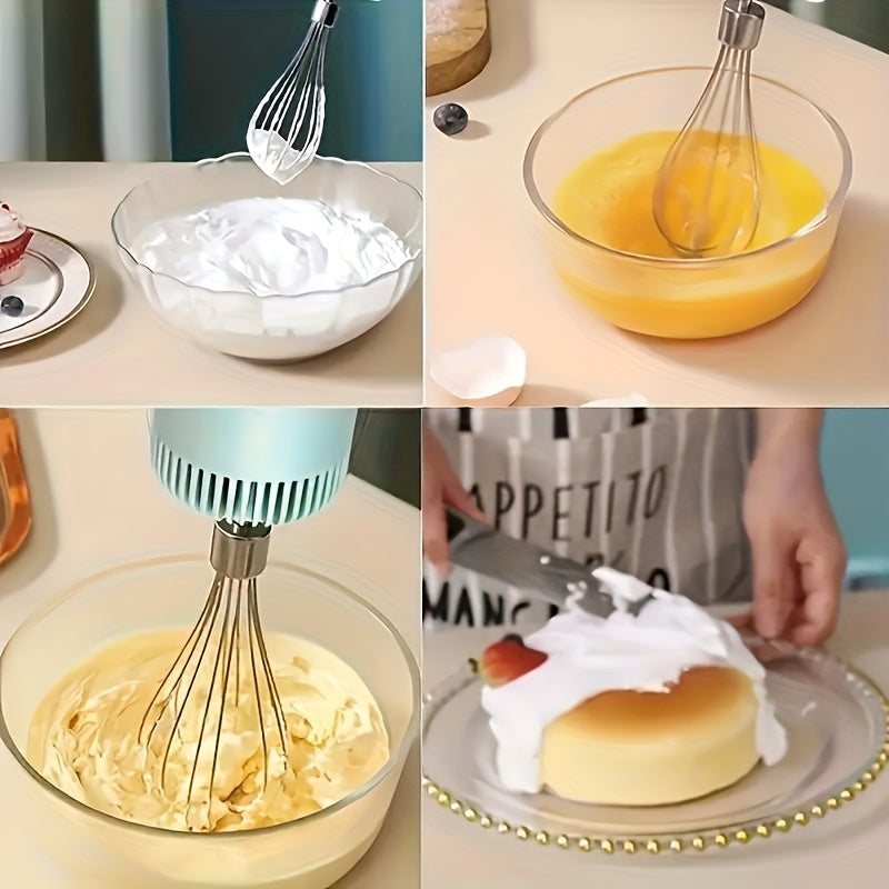 Cordless Electric Garlic Chopper And Egg Whisk, a 2-In-1 Hand Mixer That Is USB Rechargeable. This Set Features a 3-Speed Adjustable Egg Beater And Garlic Mincer, Ideal for Baking, Making Cakes, Cookies, Butter Tarts, And Chopping Onions, Vegetables,