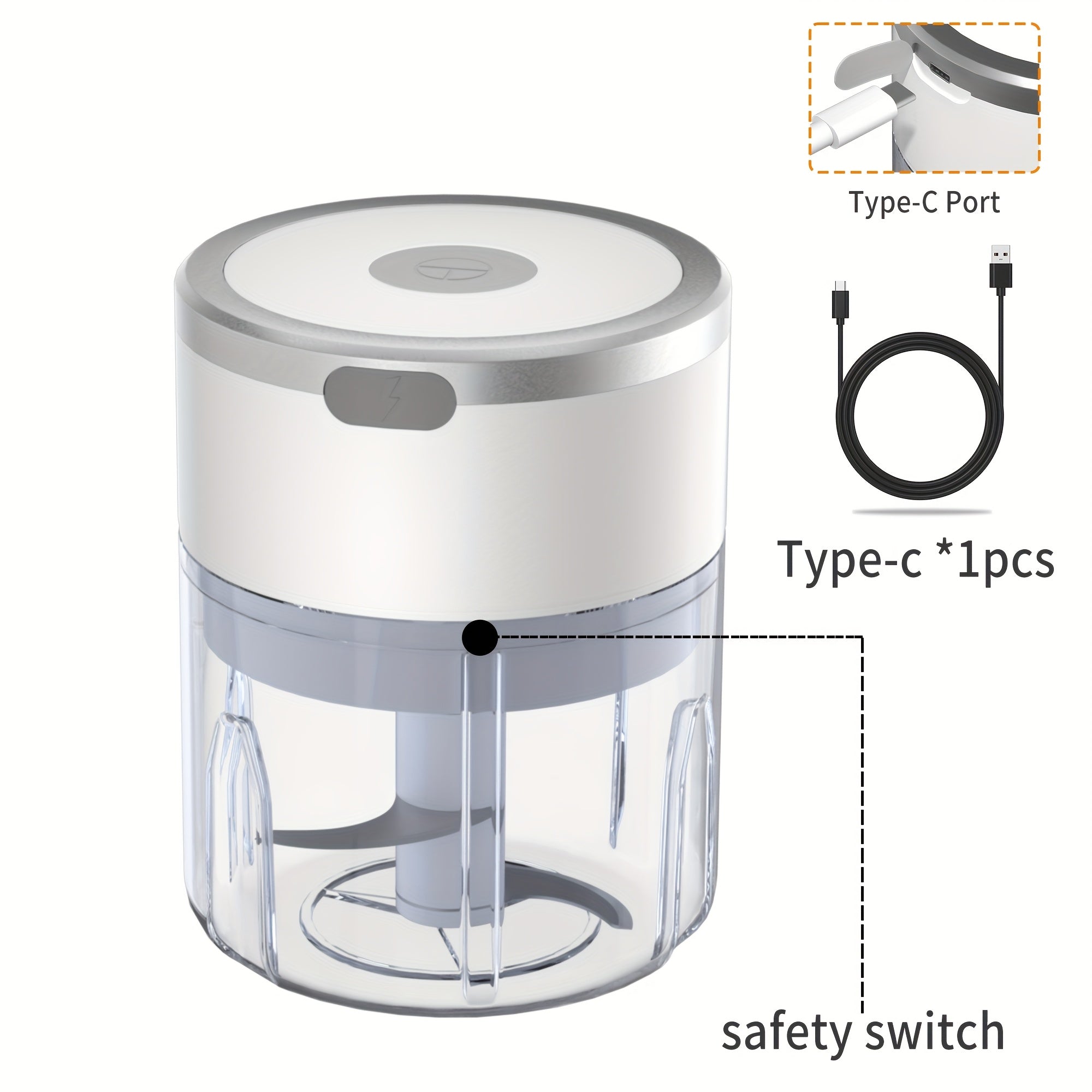[8.45oz Electric Garlic Masher] 8.45oz Automatic Electric Garlic Masher & Meat Grinder | Multifunctional Kitchen Food Processor with Rechargeable Battery, Portable for Meat Grinding, Stuffing, and More | Modern Kitchen Gadget, Durable Plastic Body, Garlic