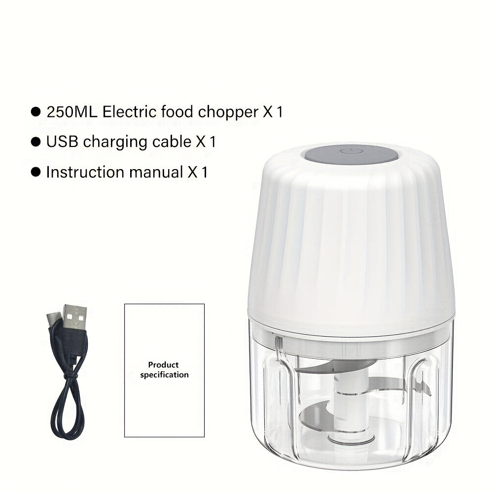 Deelife 400ml Mini Electric Food Chopper with 6 Slices Blades - Portable USB Rechargeable Garlic Cutter, Vegetable Chopper, Multi-Functional Fruit and Meat Grinder for Chopping Onions, Peppers, Celery, Ginger, Carrots - Kitchen Essential Tool, Vegetable