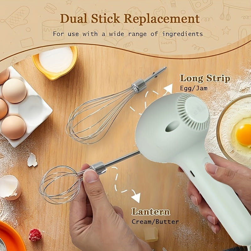 1pc, Automatic Cake Mixer, USB Rechargeable Handheld Egg Whisk for Whipping, Mixing, And Beating Cream, Electric Garlic Slicer, Food Processor for Meat, Chili, Onion, And Celery.