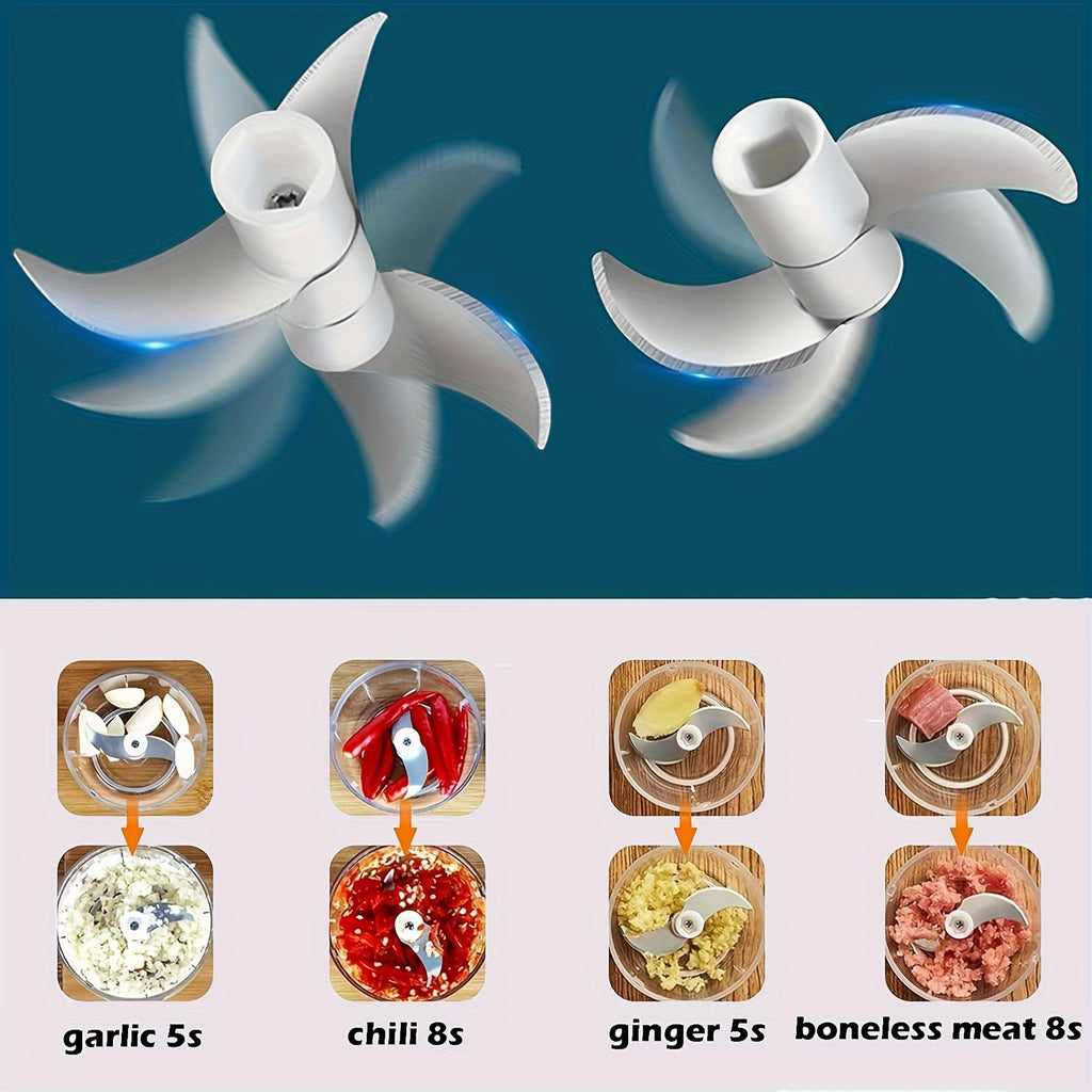 Electric Garlic Chopper with USB-Powered Operation, Compact Food Processor for Garlic, Ginger, Meat, Vegetables, Fruits - One-Touch Chopping, Easy-Clean Design, Portable Kitchen Appliance for Home & Professional Kitchens - Ideal for Meal Prep, Cooking,