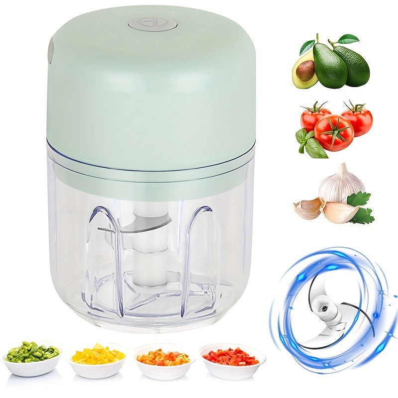 [Mini Food Processor] Portable Mini 1pc Food Processor | Electric Garlic Mincer with Stainless Steel Blades, USB Rechargeable 1200RPM Wireless Kitchen Blender, Speed Control, Easy Clean, 250ML Capacity, Lithium Battery