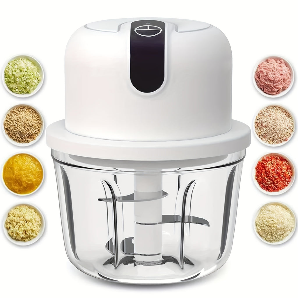 11.83oz USB Rechargeable Wireless Electric Food Processor - 6-Blade High-Cutting Power for Garlic/Onion/Chili/Nuts Meat/Family Meal, Food Grinder/Portable Food Processor, Essential Kitchen Gadget Christmas/Thanksgiving/Father'S Day Gift Choice Chef