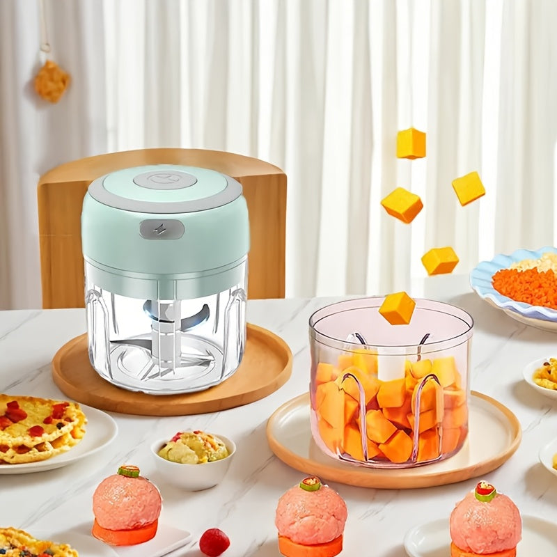 Electric garlic crusher, multi-functional vegetable processor, USB wireless garlic processor, portable food processor, suitable for garlic, ginger, chili, vegetables [three colors available], Garlic Grinder, Garlic Press, Vegetable Chopper, Food