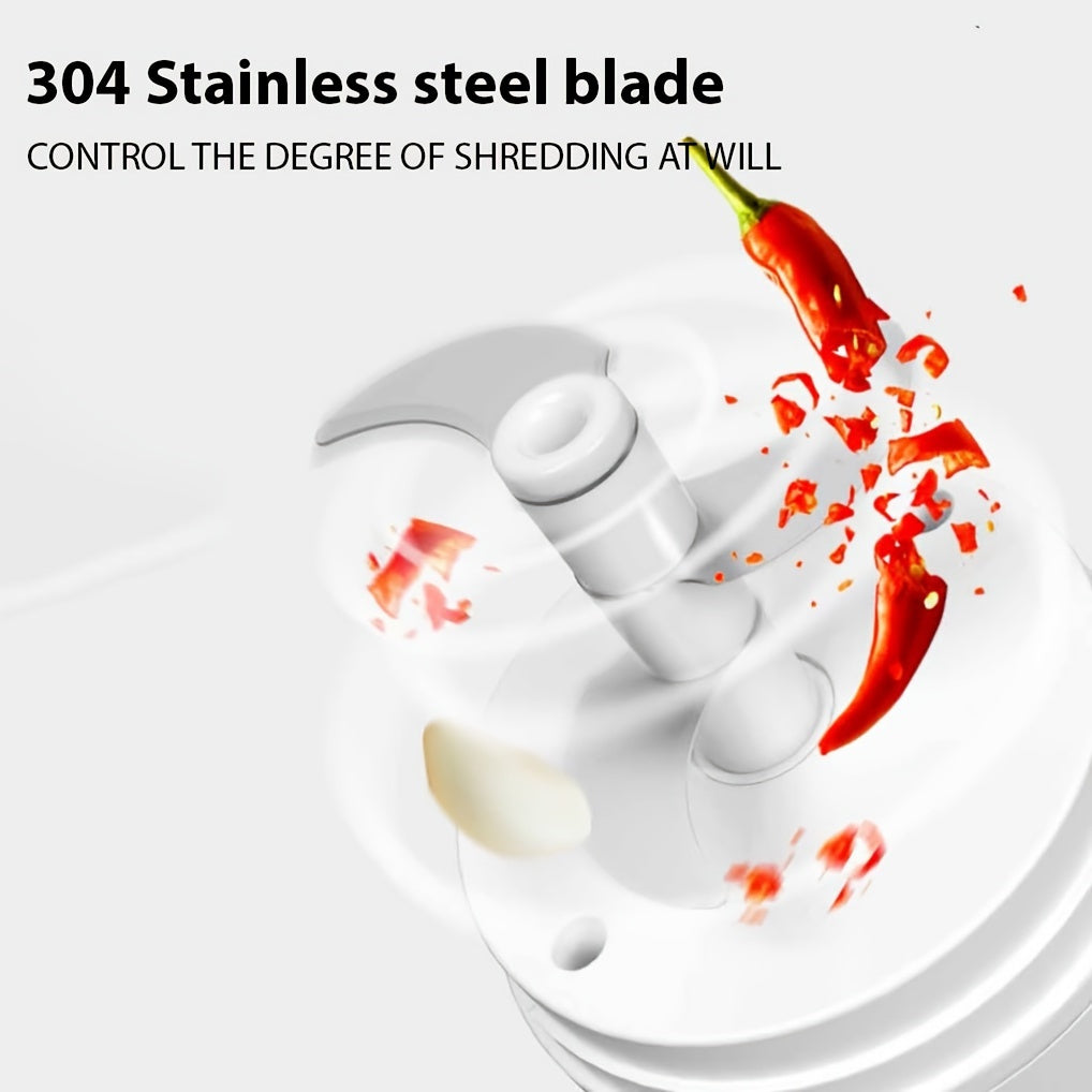 Electric Garlic Chopper, Mini Portable Veggie Chopper, 13.53oz Garlic Grinder Masher Onion Chopper, Blender to Vegetable, Wireless Food Processor for Ginger, Chili, Fruit, Meat, Home Cooking, Meal Prep Tool, Portable Appliance, Compact Design, Highspeed